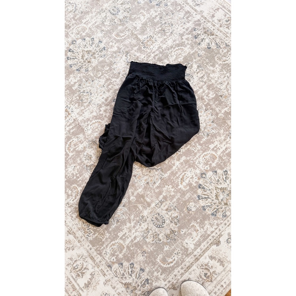 Hatch Black Smocked Waist Harem Pants Maternity Joggers Pockets Size 1 Small - Picture 2 of 6